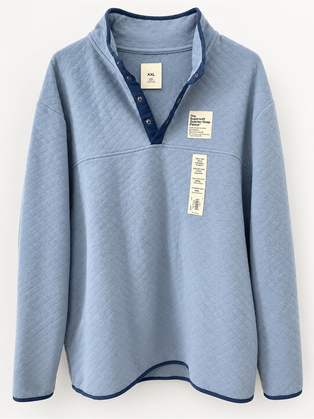 Men’s Sonoma Two-Tone Light Blue Quilted Snap-Front Quarter Zip Pullover